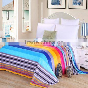 100%Polyester Bright Colorful Stripe Spanish style flannel fleece blanket