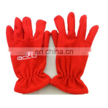 custom unisex high quality red embroidery fleece gloves