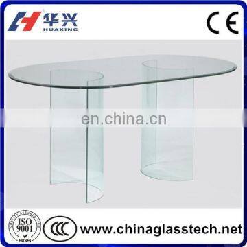 CE certificate durable tempered oval glass top dining table
