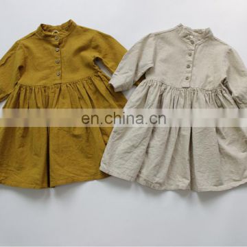 Autumn 2020 children's cotton and linen skirt Sen series small fresh fan cotton and linen retro one-piece dress