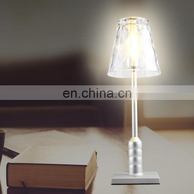 Indoor decoration design modern cordless table lamps with glass shades for hotel bedroom bedside office cafe bar