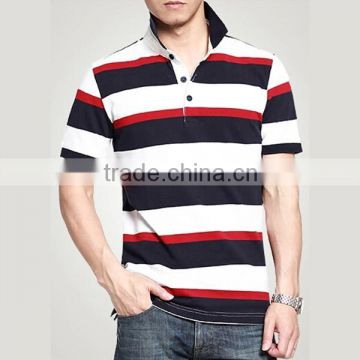 Gold supplier fashion mens polo collar striped t shirt