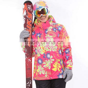 High quality waterproof ski snow wear lady's colorful ski jackets with hood