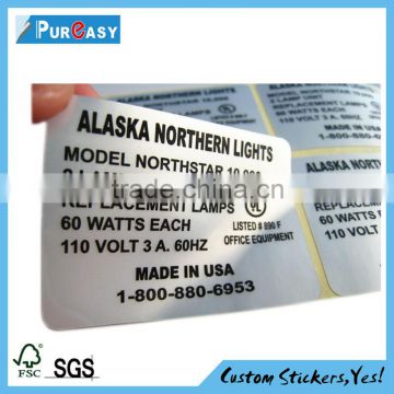 Pre-cut machinary and electronical equipment adhesive labels                        
                                                Quality Choice