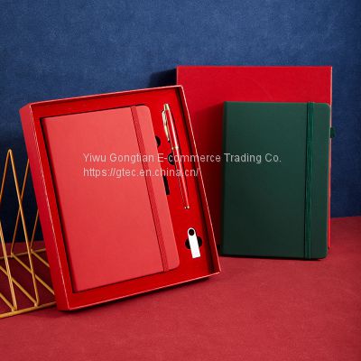 Diary Notebook Gift Set Luxury Pu Leather Hardcover Notebook Stationary Custom Logo With Pen Journal Planner Printing