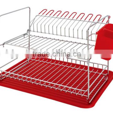 (BJ-DR1069) 2 Tiers Wire Dish Rack with PP Trayer