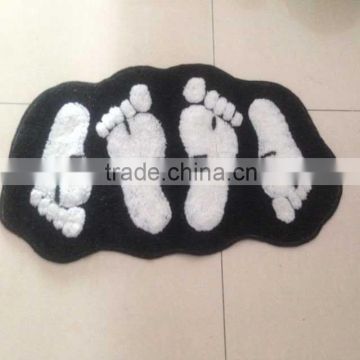 washable Jacquard acrylic foot print shape anti-slip home door mat
