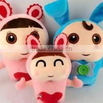 plush toys/animal plush toys/stuffed little girl with rabbit dress plush toys/plush toy voice box