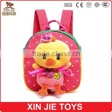 plush duck travel backpack canvas children backpack cute kids school bag with plush toy