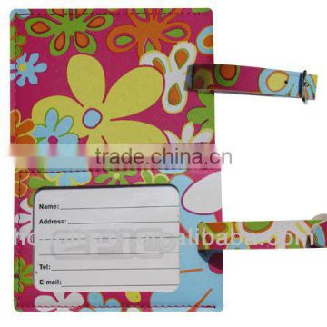 JLT013 PU Leather luggage tag with full color printing