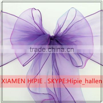 Purple Organza Chair Sashes for party banquet chair cover decoration