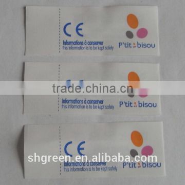 Stitching on fabric safety printing label
