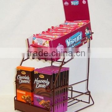 Supermarket cashier desk wire snack display racks