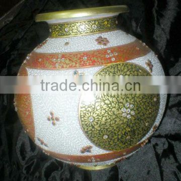 Beautiful Marble matka vase with peacock design, decorative flower pot, Hand made marble flower vases, craft flower pot