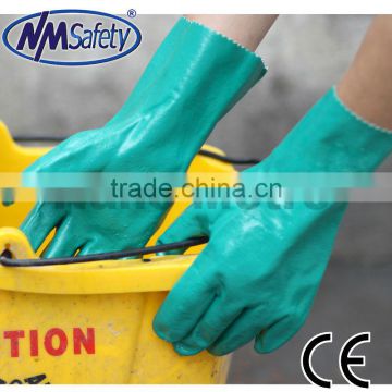NMSAFETY interlock full coated nitrile industrial glove work glove long cuff