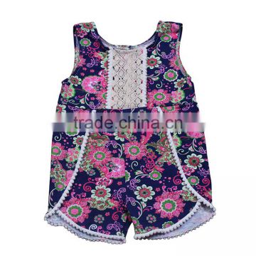 Yawoo cotton infants childrens wholesale flower print romper for girls baby one-piece bodysuit jumpsuit holiday climbing clothes