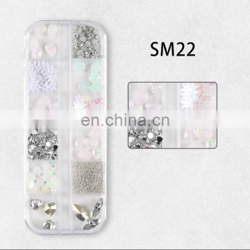 Mixed Design Colorful Nail Art Rhinestones Snowflake DIY 3D Nail Art Decorations