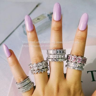 2021 Eternity Promise ring 925 Sterling silver Diamond Engagement Wedding Band Rings for women Men Finger Party Jewelry