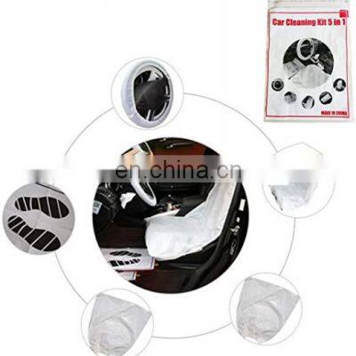 JZ Hot Selling 5Pcs/set PE Car Seat Cover Disposable Plastic Transparent Wheel Cover for Universal Cars