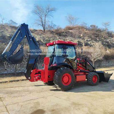 Chinese Backhoe Loader Mini Tractor With Front End Loader And Backhoe For Garden Sale