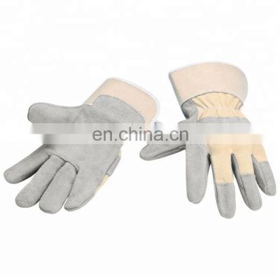 White Cotton Back Full Palm Working Leather Gloves