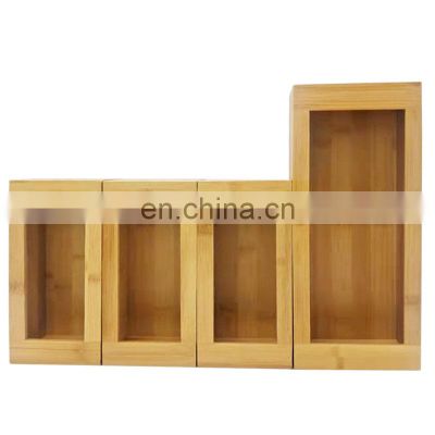 Natural Clear Drawer Storage Box Bamboo Ziplock Bag Organizer Openable Top Lids/ziplock Bag Storage Organizer 4 Pieces