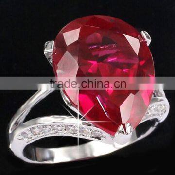 Prong setting sterling silver rings with Ruby stones