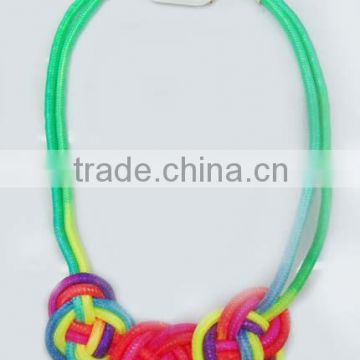 Neon colored braided fashion rope handmade necklace