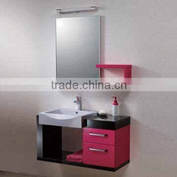 High Ranking Black and Red Color Contrast Hotel Bathroom Vanity