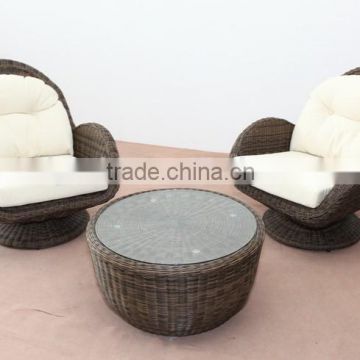 poly rattan furniture in 3.0 round wicker with cream cushion color