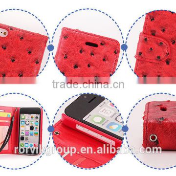 2015 best selling high quality PU leather flip case for iphone 5C, With ID Card Slot