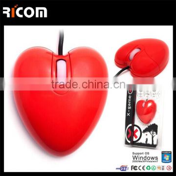 Heart shape optical wired mouse with low price