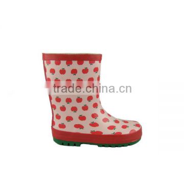 Toddler Girls and boys apple print rain boots