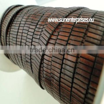 Flat Nappa Leather cords - Italian Leather - Mosaic Style-Brown - 20mm