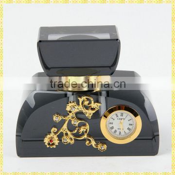 Unique Exquisite Luxury Black Crystal Perfume Bottle With Clock For Wedding Guest Takeaway Souvenirs