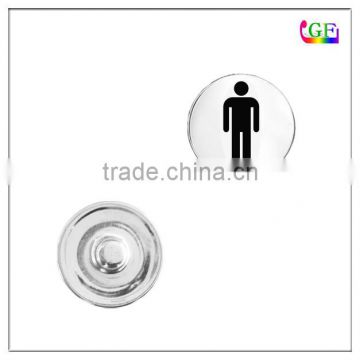 Custom logo Male toilet sign Charm on Snap Button Bracelets