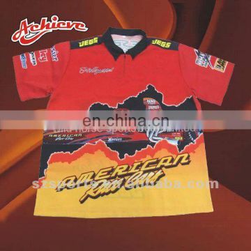 Custom 100% polyester dry fit sublimated printing colorful polo t shirt for racing