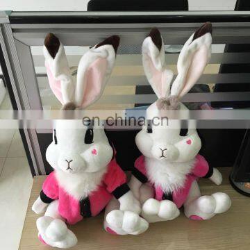 Cute rabbit with clothes custom animal plush toy for girls