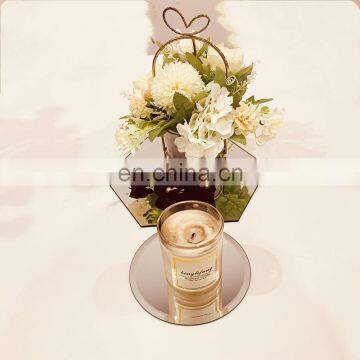 popular shape mirror candle plate/mirror tray centerpieces table decoration