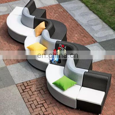 PE poly wicker rattan special design snake shaped double sided seat alfresco outdoor sofa