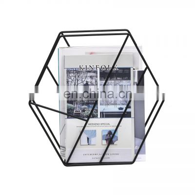 Metal Iron Wire Newspaper Bookcase Wholesale Bookshelf Trending 6 Slot Triangle Shape Desktop Magazine File Holder FOB Reference