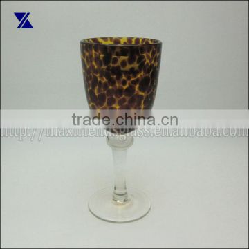 wine glass hand blown amber tortoise design