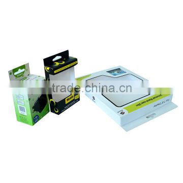 Printed cardboard box packaging with carry handle