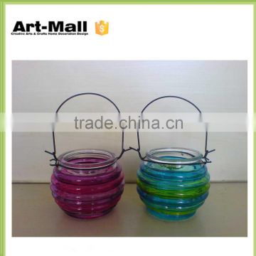 New Products Christmas colored hanging glass ball candle holder
