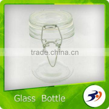 Small MOQ China Empty Glass Jar With Glass Lid