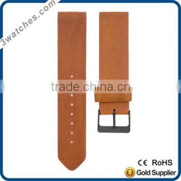 top brand customized flat leather strap genuine leater Italian light brown leather steel buckle watch style
