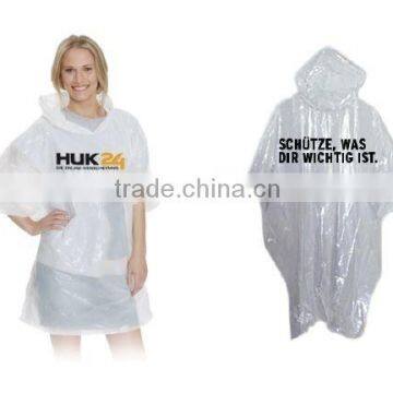 Disposable poncho with logo printed