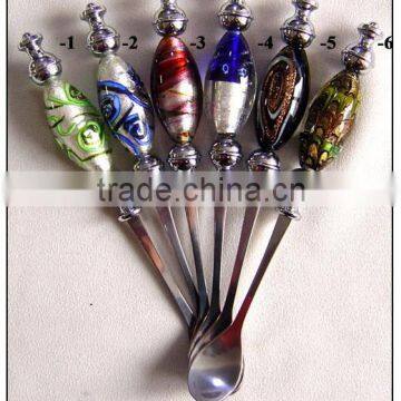 colored hand made glass spoon for dishware decoration