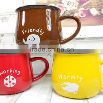 Zakka creative fashion promotional gift candy colorful ceramic enamel breakfast coffee mug