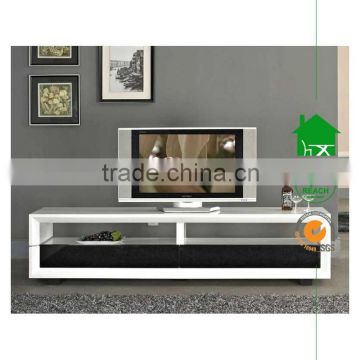 TV-3030 White high gloss lcd tv stand with black drawers